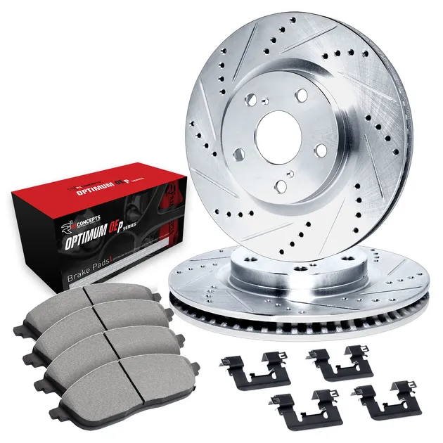 R1 Concepts WGUH1-63029 Brake Rotors - D/S - Silver W/ Optimum Oe Pads & Hdw